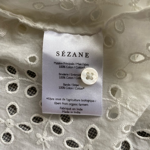 Sezane Cara Shirt | white eyelet 100% cotton | size 34 (size 2) | like new - Picture 5 of 6